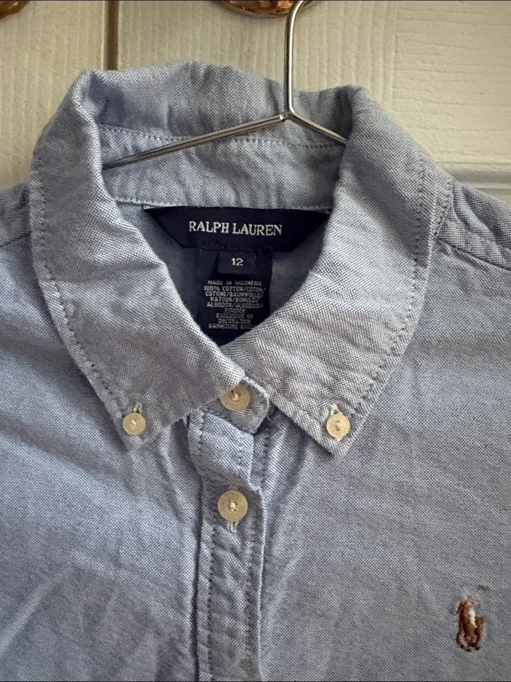 Ralph Lauren Light Blue Girls' Button-Down Shirt Dress